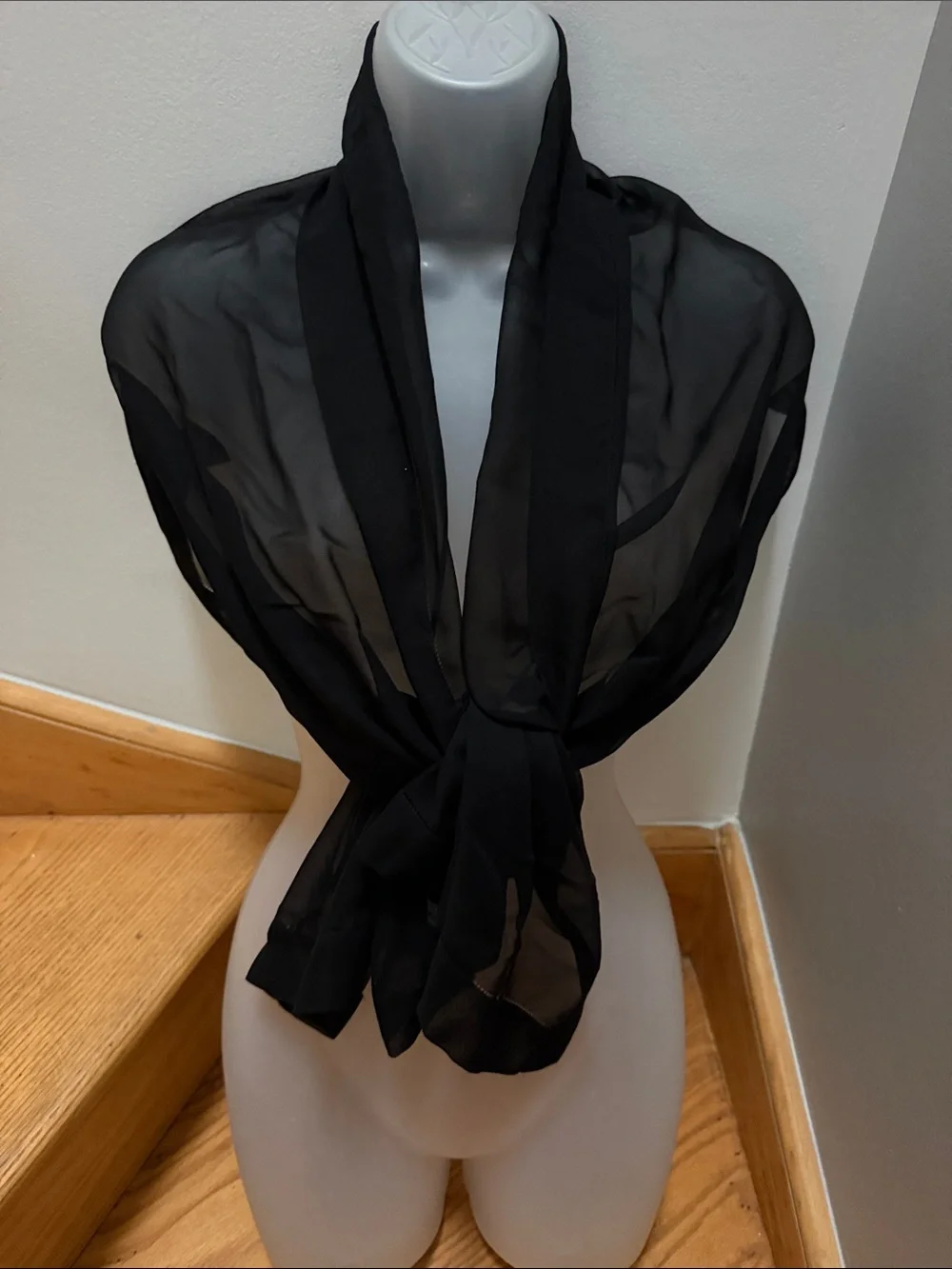 VTG Baar & Beards 100% Silk Sophisticated Sheer Scarf Made in Japan (18” x 60”)